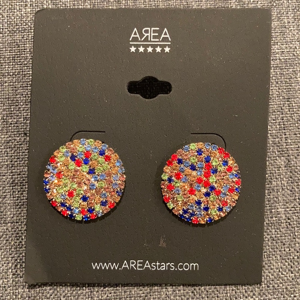 Area multicolored crystal post earrings NWT